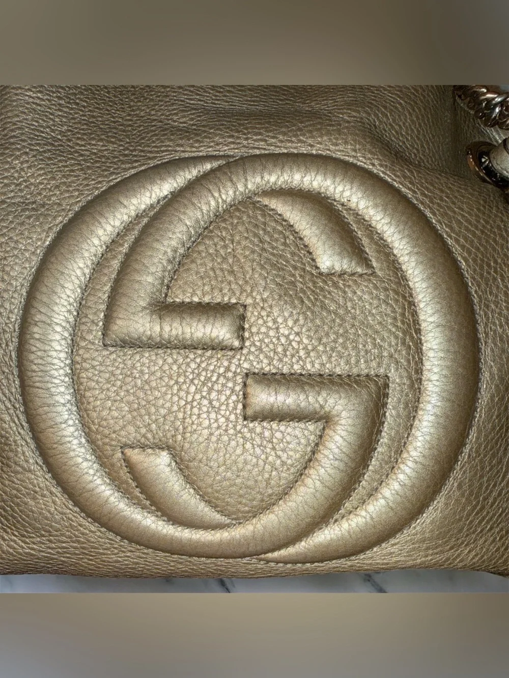 RARE METALLIC GOLD GUCCI SOHO CHAIN SHOULDER BAG